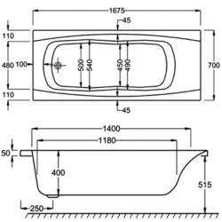 Carron Baths - Imperial 5'6 5mm Twin Grip Bath NTH