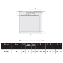 MX Shower Trays - Expressions Hidden Waste 800 x 900mm Low Profile Tray