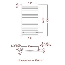 Radox - Premier Towel Warmer - 800 x 500mm