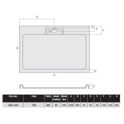 MX Shower Trays - Expressions Hidden Waste 1600 x 800mm Low Profile Tray
