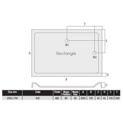 MX Shower Trays - Elements Low Profile 2000 x 700mm Rectangular Tray
