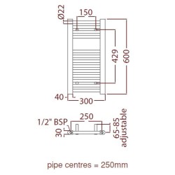 Radox - Premier Slimline Towel Warmer - 600 x 300mm