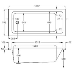 Carron Baths - Quantum Single Ended Carronite Bath NTH 1700 x 800mm