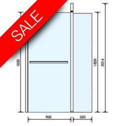 Vessini - E Series Walk-in Shower Screen 900 + 350 x 1850mm