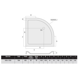 MX Shower Trays - Elements Low Profile 1000 x 1000mm Quadrant Tray 550 Radius