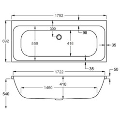 Carron Baths - Profile Double Ended Bath NTH 1800 x 700mm Carronite