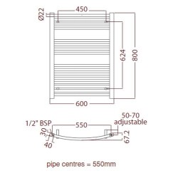 Radox - Premier Towel Warmer - 800 x 600mm