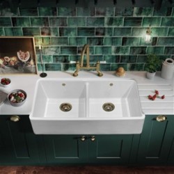 Thomas Denby - Thomas Denby Cumbria Farmhouse 1000 2 Bowl Belfast Sink