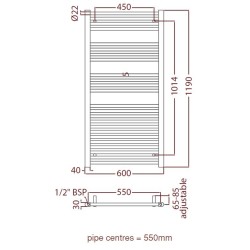 Radox - Premier Towel Warmer - 1200 x 600mm