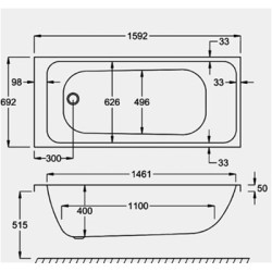Carron Baths - Profile 5mm Single Ended Bath NTH 1600 x 700mm