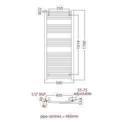 Radox - Premier Towel Warmer - 1200 x 500mm