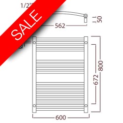 Radox - Premier Curved Stainless (XL)Towel Warmer - 800 x 600mm
