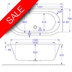 Carron Baths - Advantage 1500x780mm Carronite L/H Bath