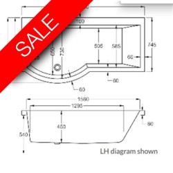 Carron Baths - Celsius Carronite Shower Bath 1700 x 750-900mm LH