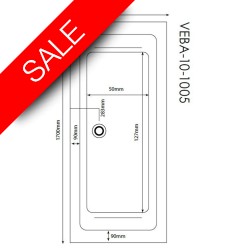 Vessini - Super Strength Acrylic Square Double Ended Bath 1700 x 800mm