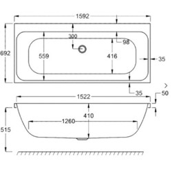 Carron Baths - Profile Carronite Double Ended Bath NTH 1600 x 700mm