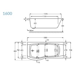 Carron Baths - Delta 5mm NTH Shower Bath 1600 x 700-800mm LH