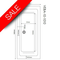 Vessini - Super Strength Acrylic Square Double Ended Bath 1800 x 800mm