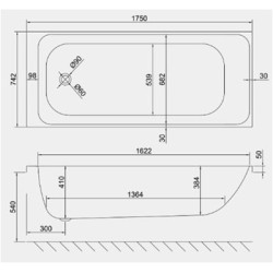 Carron Baths - Profile Carronite Double Ended Bath NTH 1750 x 750mm