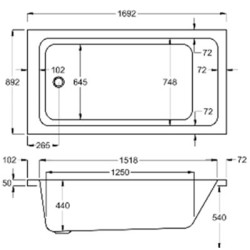 Carron Baths - Quantum Single Ended 5mm Bath NTH 1700 x 900mm