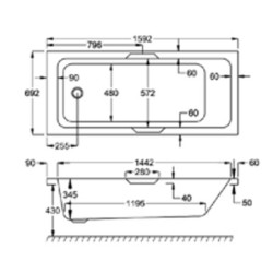 Carron Baths - Quantum Integra Eco SE Twin Grip Bath NTH 1600 x 700mm