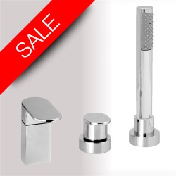 Vessini - Ki 3 Hole Deck Mounted Bath Mixer With Pull Out Hand Shower