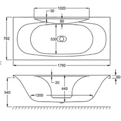 Carron Baths - Equity DE Carronite Bath NTH 1800 x 800mm