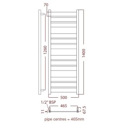 Radox - Apollo Towel Warmer - 1400 x 500mm
