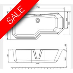 Carron Baths - Highgate Carronite Shower Bath LH 1700mm