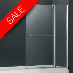 Vessini - E Series Two Part Bath Screen With Towel Bar 940 x 1410mm