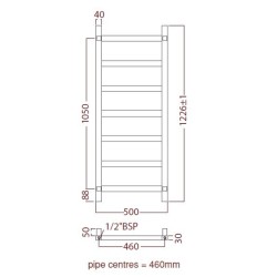 Radox - Eros Towel Warmer - 1225 x 500mm