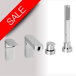 Vessini - Ki 4 Hole Deck Mounted Bath Mixer With Pull Out Hand Shower