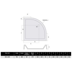 MX Shower Trays - Classic 900 x 900mm Quadrant Tray, 550 Radius