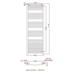 Radox - Premier Curved Towel Warmer - 1800 x 600mm