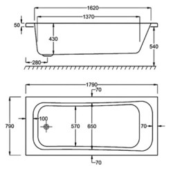 Carron Baths - Britannia Carronite Bath NTH 1800 x 800mm
