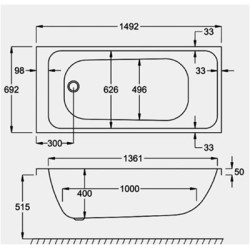 Carron Baths - Profile 5mm 1500 x 700mm Single Ended Bath NTH