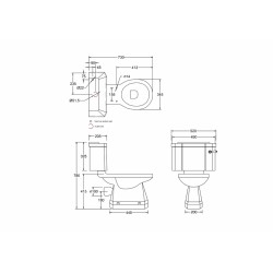 Shires - Waverley Close Coupled Cistern with white and Chrome lever
