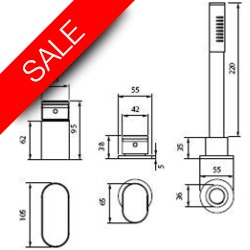 Vessini - Ki 3 Hole Deck Mounted Bath Mixer With Pull Out Hand Shower