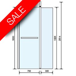 Vessini - E Series Walk-in Shower Screen 700 + 350 x 1850mm