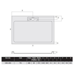 MX Shower Trays - Expressions Hidden Waste 1200 x 900mm Low Profile Tray
