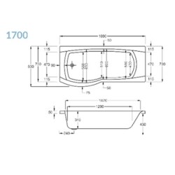 Carron Baths - Aspect Carronite Shower Bath 1700 x 700-800mm LH