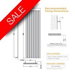 Abacus  Radiators - Elegance Viento Towel Warmer 1800 x 410mm