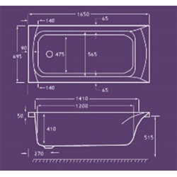 Carron Baths - Delta 5mm Bath NTH 1650 x 700mm