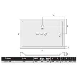 MX Shower Trays - Elements Low Profile 2000 x 900mm Rectangular Tray