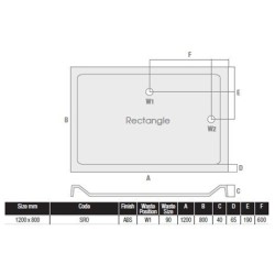 MX Shower Trays - Low Profile ABS 1200 x 800mm Rectangular Shower Tray