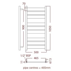 Radox - Apollo Towel Warmer - 1050 x 500mm