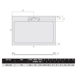 MX Shower Trays - Expressions Hidden Waste 1000 x 800mm Low Profile Tray
