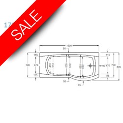 Carron Baths - Aspect 5mm Shower Bath 1700 x 700-800mm RH