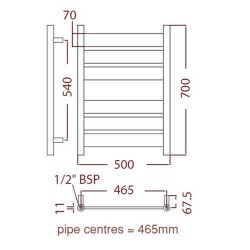 Radox - Apollo Towel Warmer - 700 x 500mm