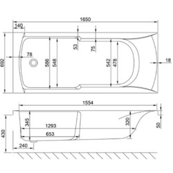 Carron Baths - Eco Axis Carronite Bath NTH 1650 x 700mm